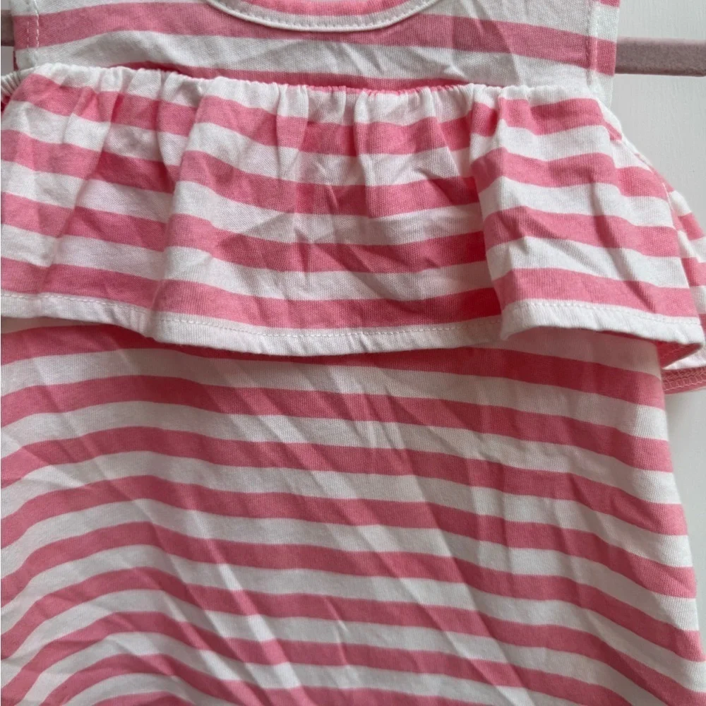 NWOT The Children's Place 2T Girls Pink & White Stripe Ruffled Off Sleeve Blouse